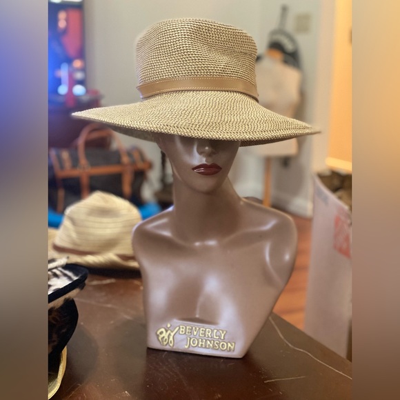 Scala Accessories - Scala Beige Wide Brim Hat
